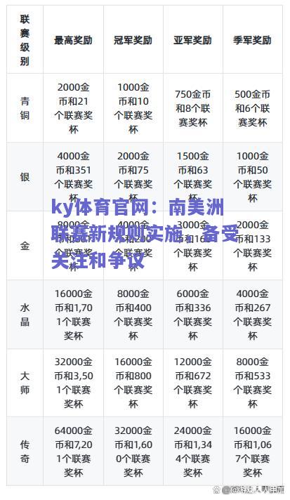 ky体育官网：南美洲联赛新规则实施，备受关注和争议  第1张